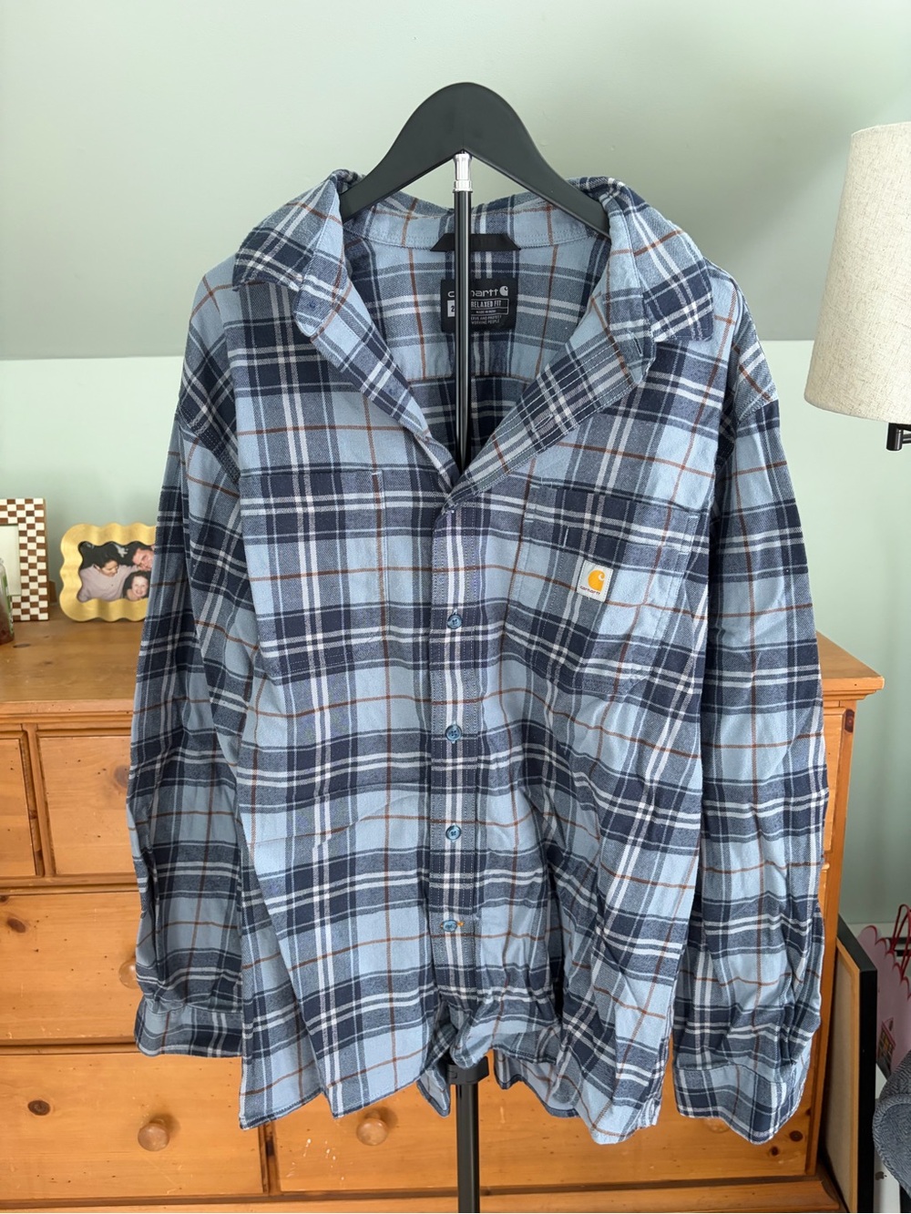 Carhartt Light Blue & Navy Plaid Flannel Shirt